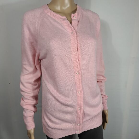 Alicia Vintage 1980s Pearl Button Pink Cardigan - Picture 3 of 13
